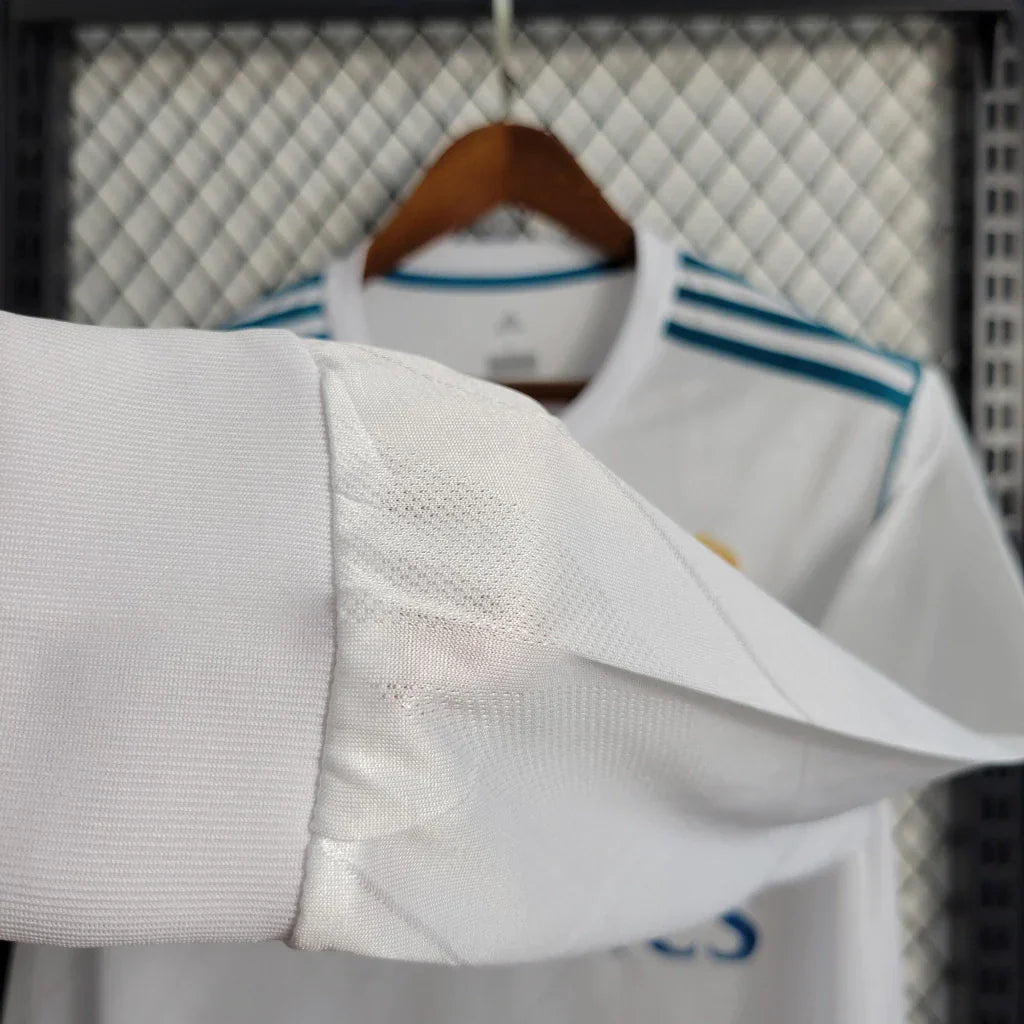 Camisa Retrô Real Madrid I Home Adidas 2017/18 Manga Longa Masculino Branco