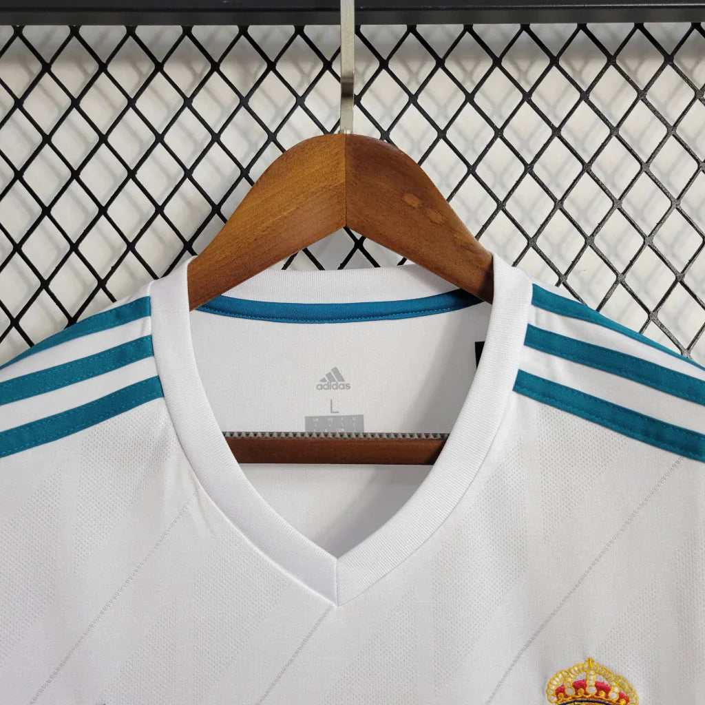 Camisa Retrô Real Madrid I Home Adidas 2017/18 Manga Longa Masculino Branco