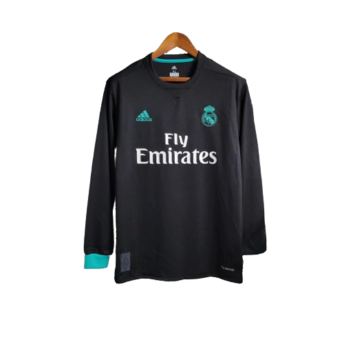 Camisa Retrô Real Madrid Manga Longa II 2017/18Adidas Torcedor Preto